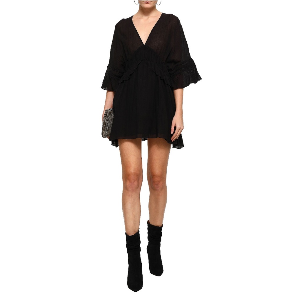 IRO Folula Shirred Georgette Mini Dress in Black